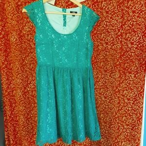 Teal lace dress